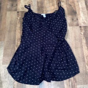 Reduced for quick sale! Arizona Romper, navy and dots, NWT size Large
